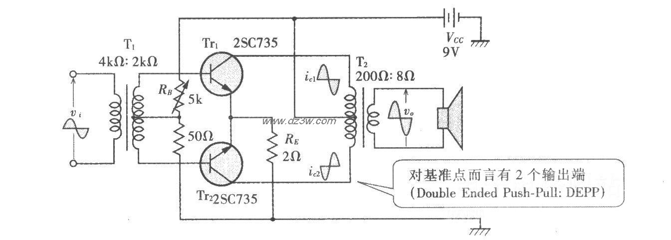 乙类推挽功率放大电路(D电路图