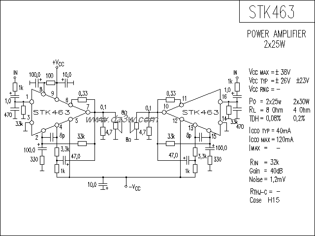 STK463功放电路电路图