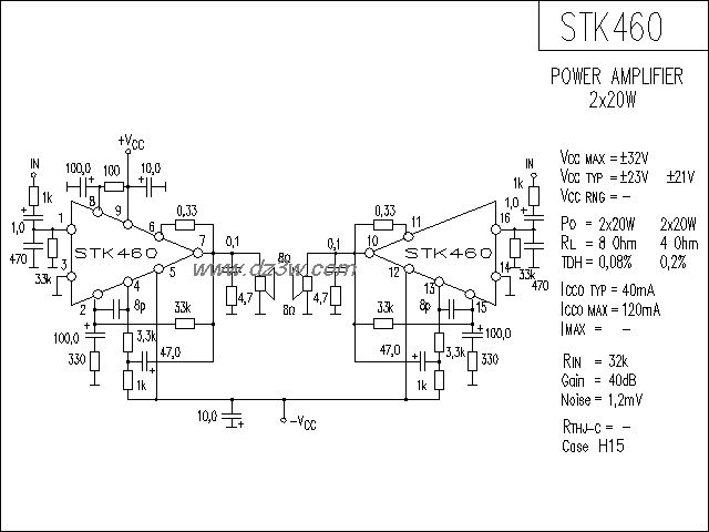 STK460功放电路电路图