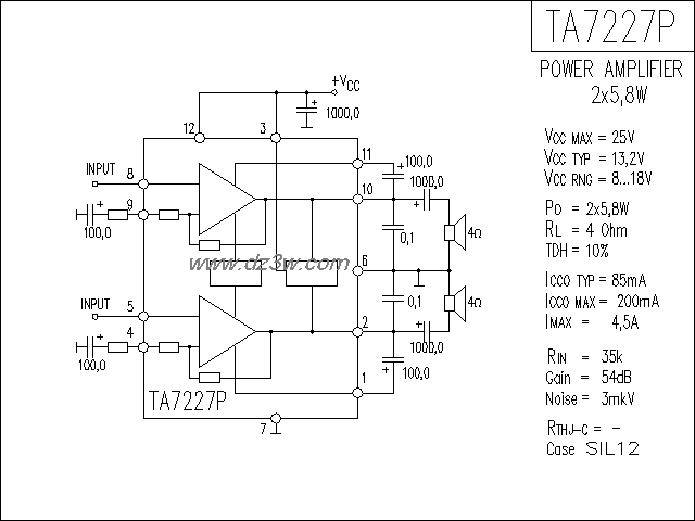 TA7227P功放电路电路图