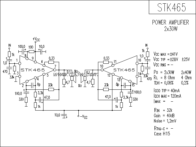 STK465功放电路电路图