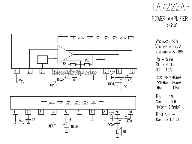 TA7222AP功放电路电路图