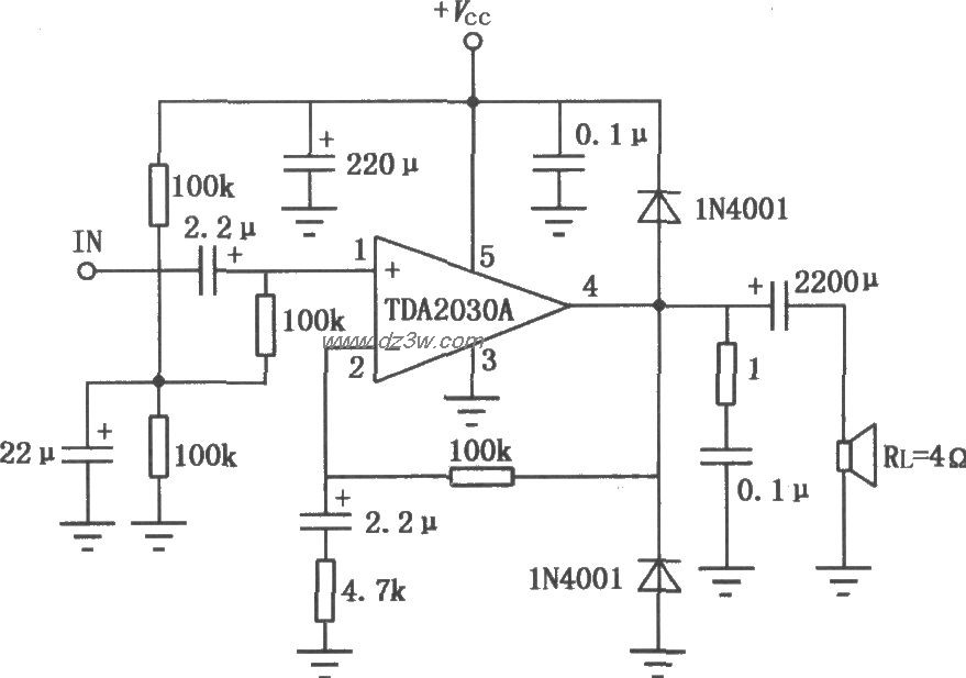 TDA2030A音频功率放大电电路图
