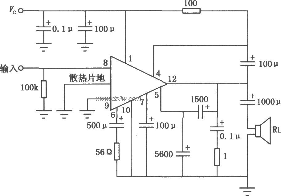 μA783 9W音频功率放大电电路图