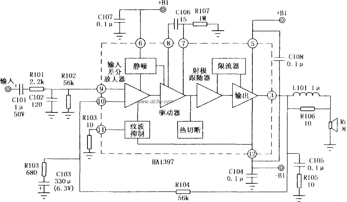 20W音频功率放大器HA139电路图