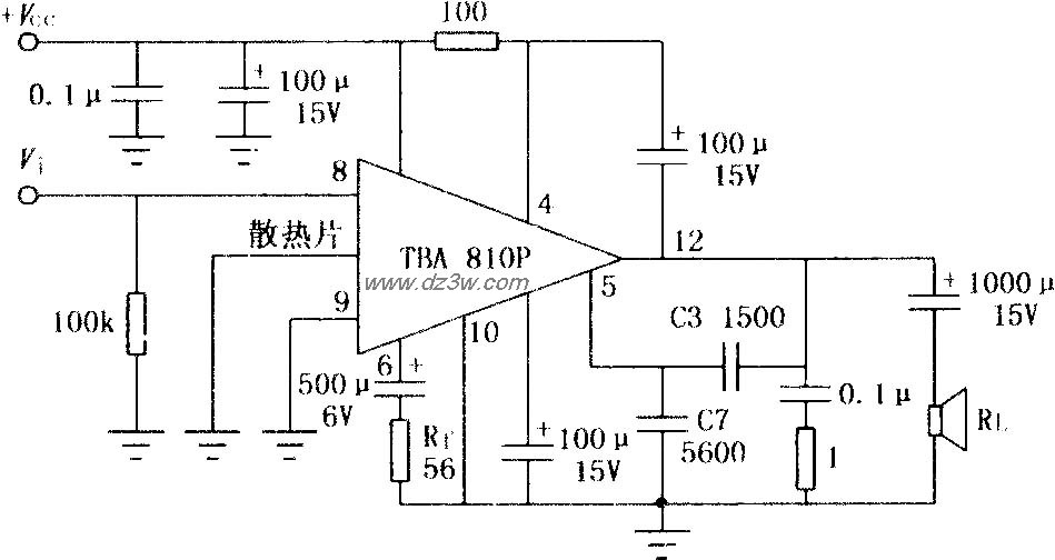 TBA810P／810AP 7W音频功电路图