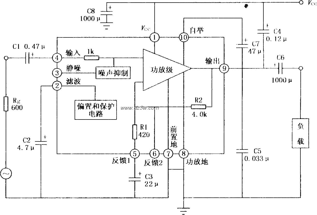 TA7238P 9W音频功率放大电路图