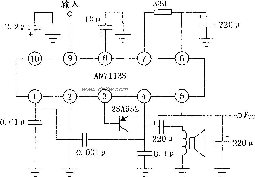 AN7113S音频功率放大电路电路图