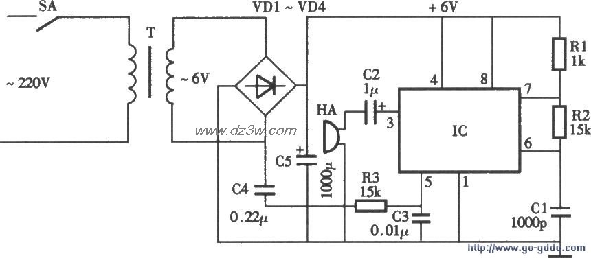 电子驱鼠器电路电路图