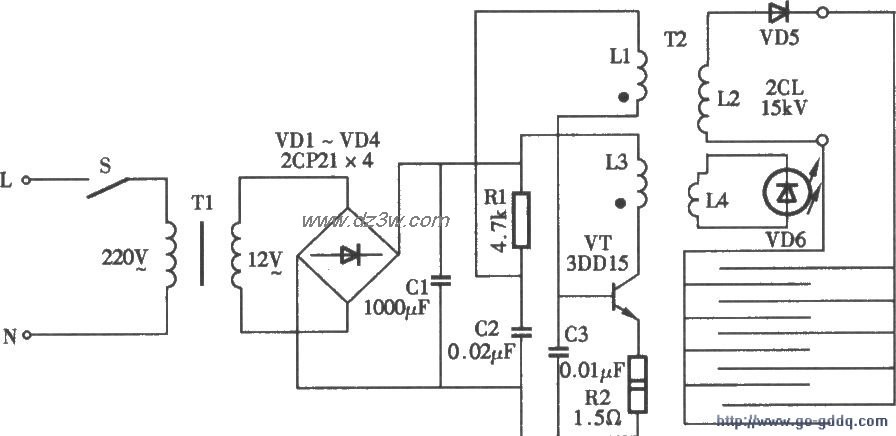 电子灭蝇器电路图二例电路图