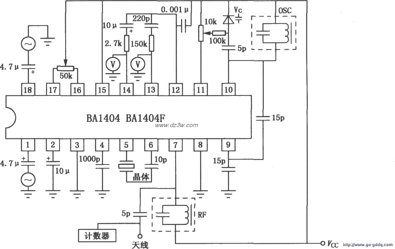 BA1404/1404F FM立体声发电路图