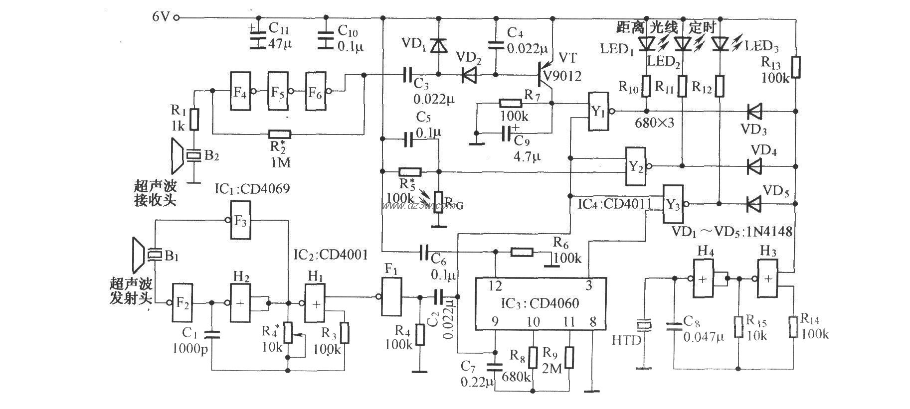 多功能视力保护器电路图