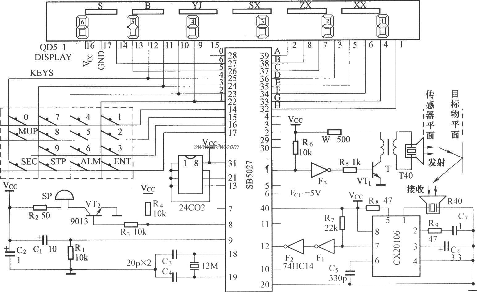 数字式超声测距仪电路图