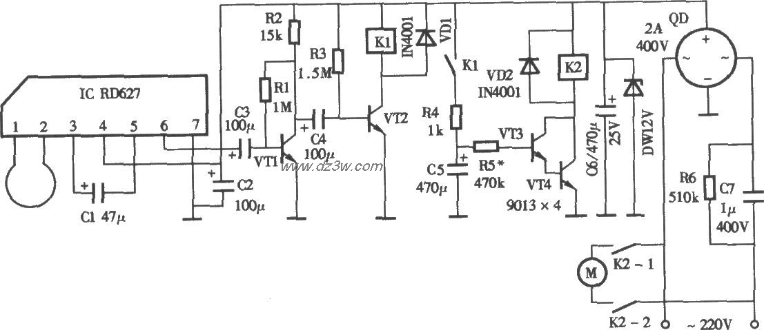 卫生间自动排气扇电路电路图