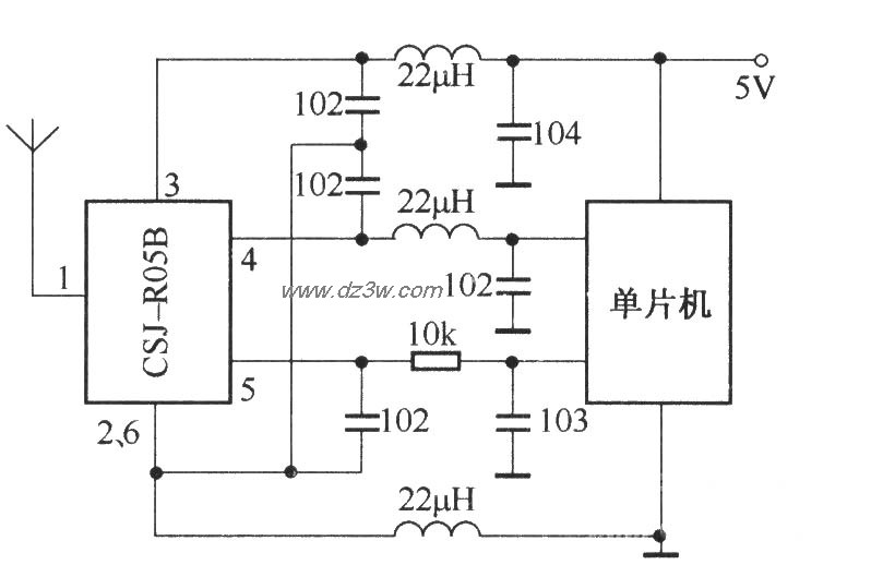 CSJ-R05B与单片机配合的电路图