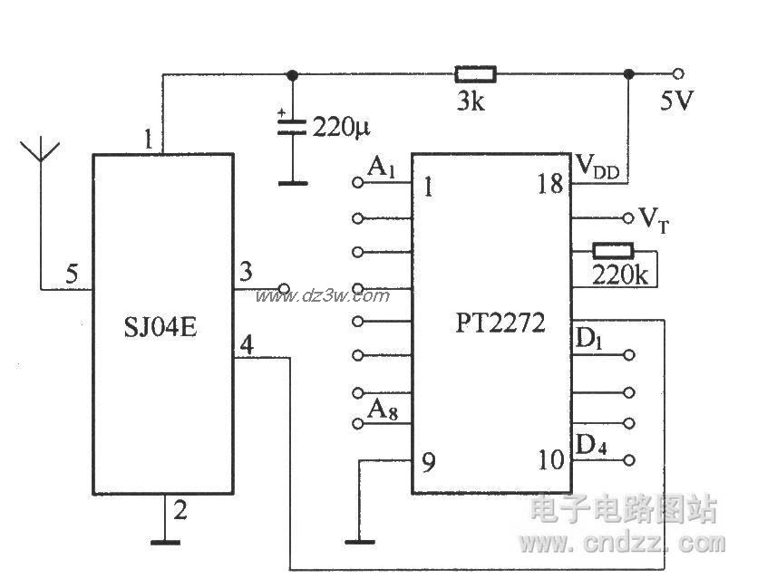 SJ04E组成的接收电路电路图
