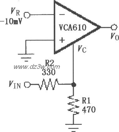指数响应电路(VCA610)电路图
