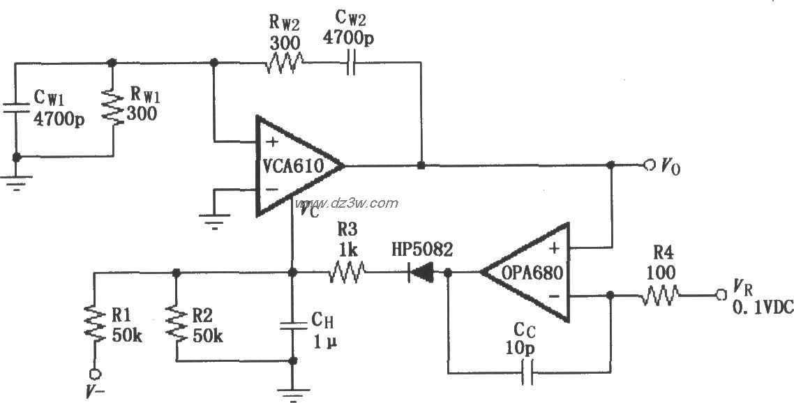 稳幅振荡电路(VCA610/OP电路图