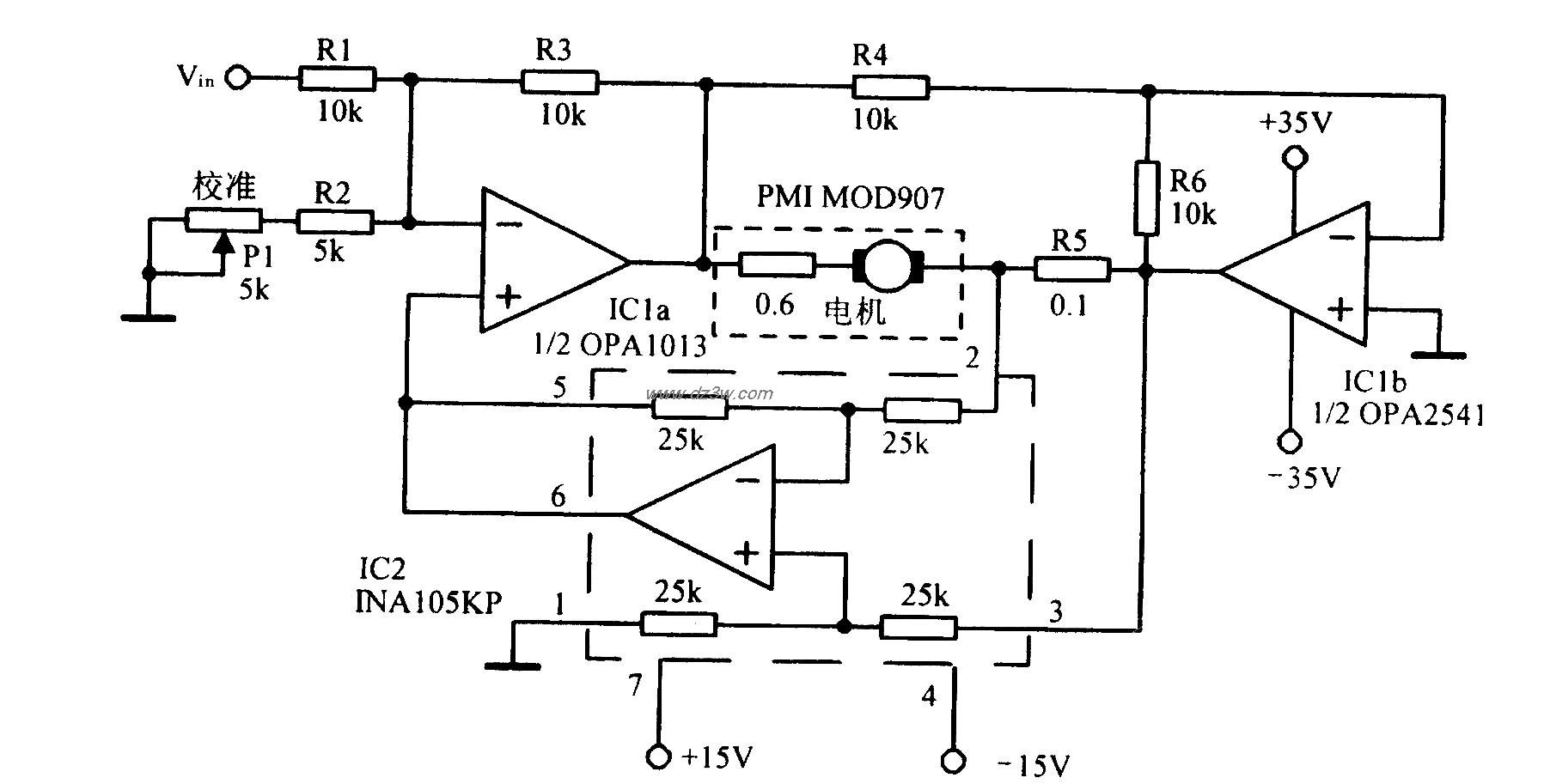 直流电机调速用桥式功放电路图