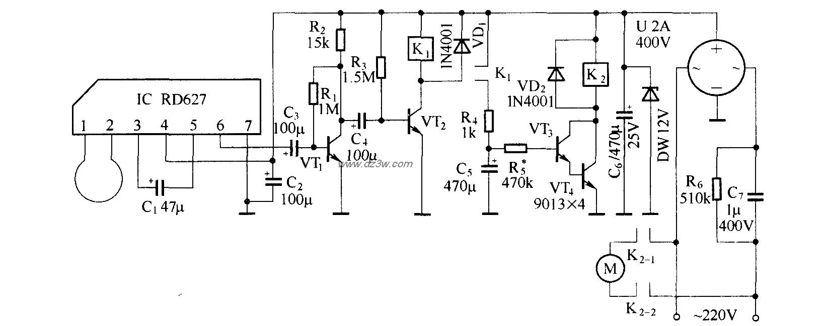 卫生间自动排气扇电路原电路图