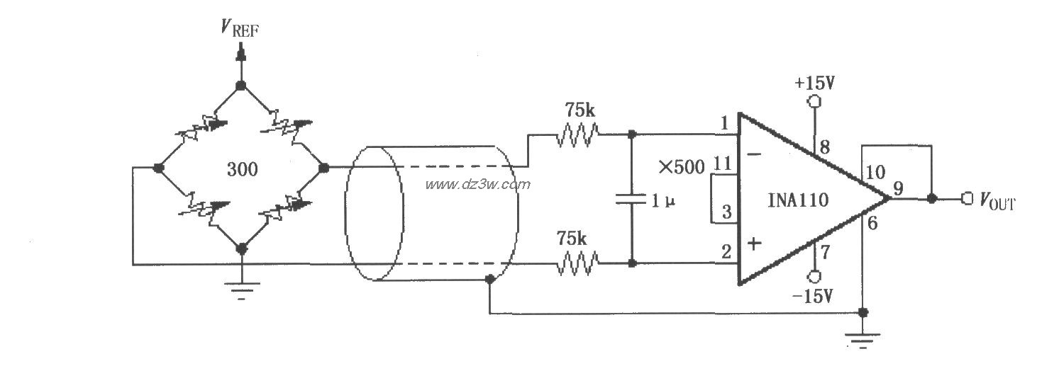 INA110桥路放大电路电路图