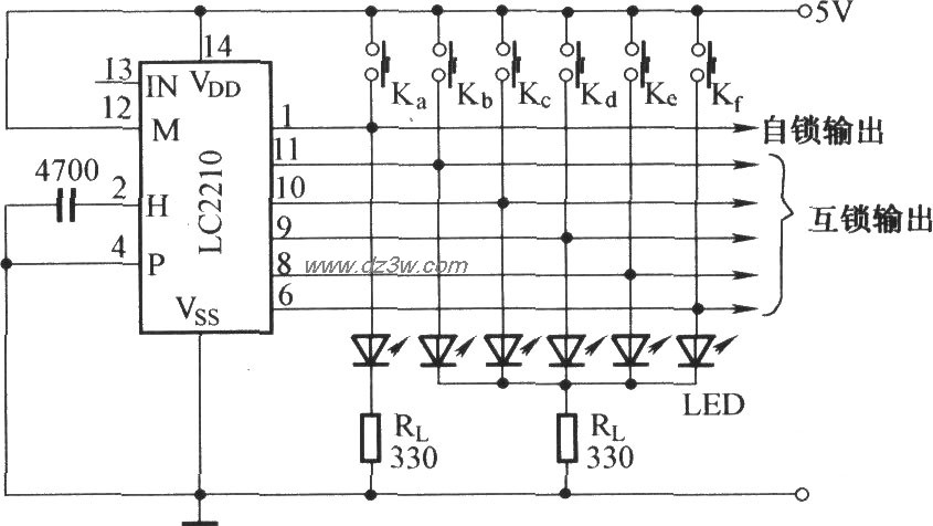 LC2210互锁输出的应用电电路图