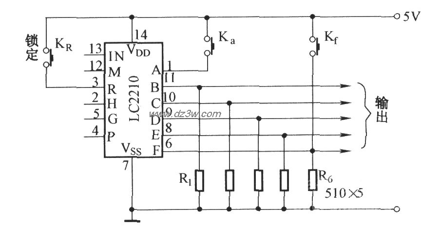 LC2210锁定开关的设置电路图