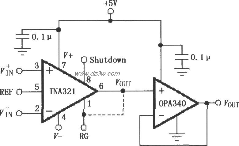 由OPA340构成的INA321／电路图