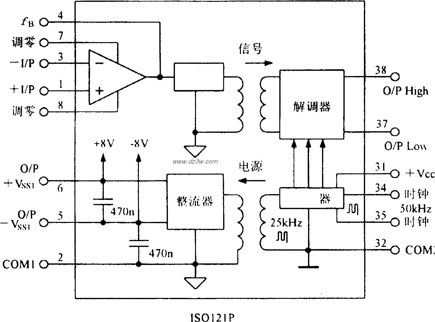 小型化隔离放大器IS0212电路图
