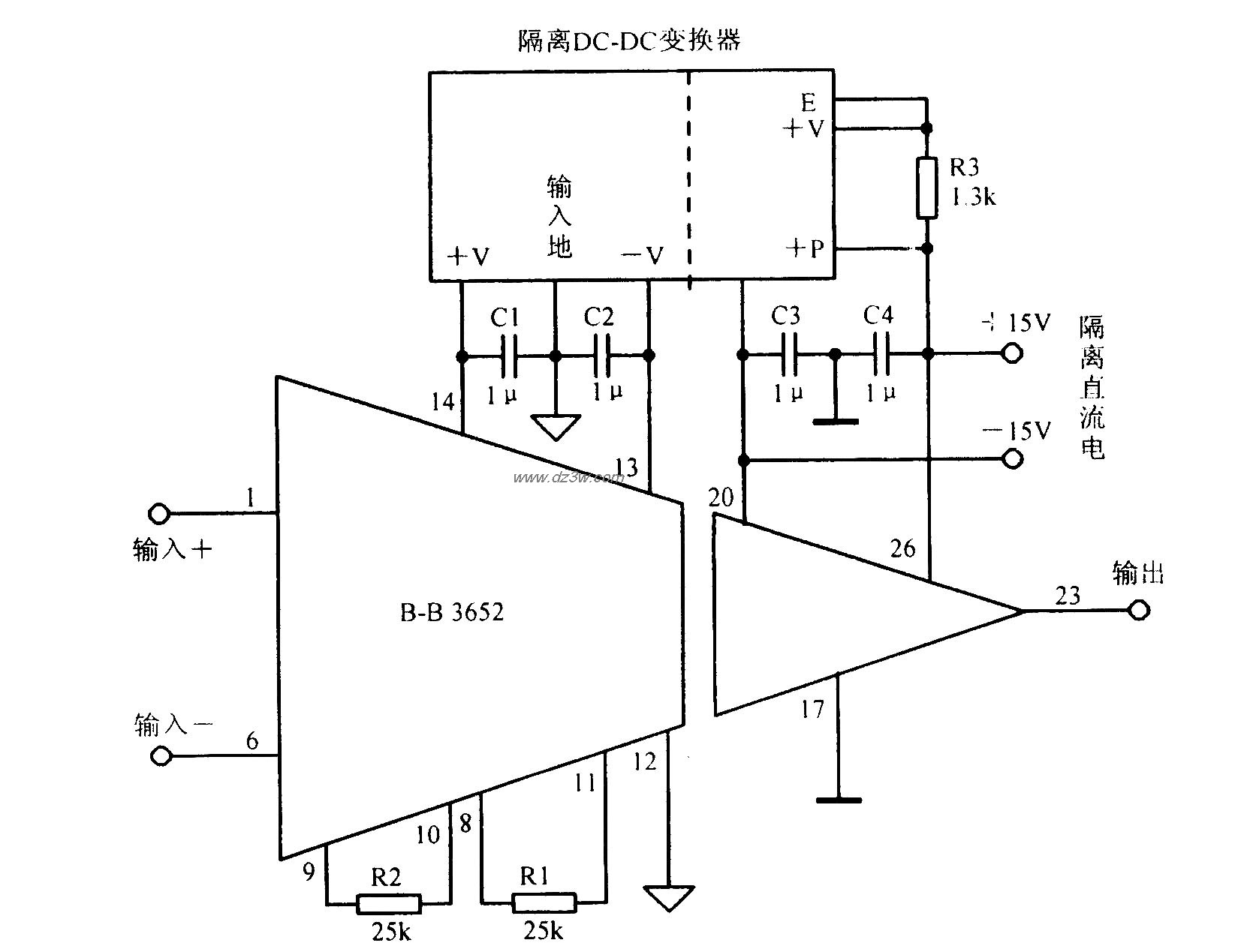 由隔离放大器Burr-Brown电路图