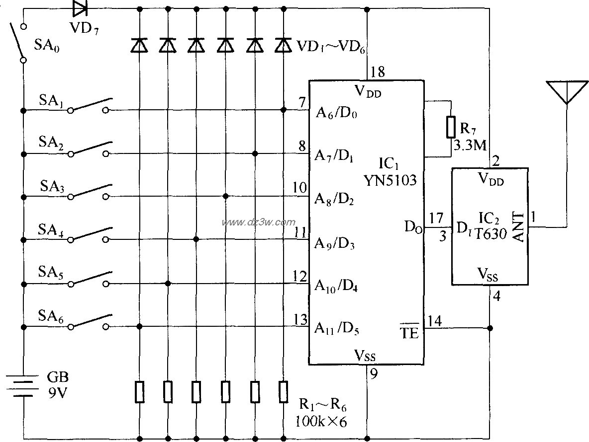 无线抢答器电路电路图