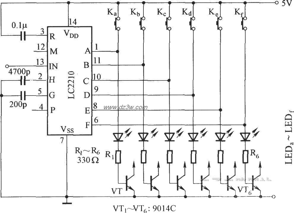 LC2210的输出连接方式电路图