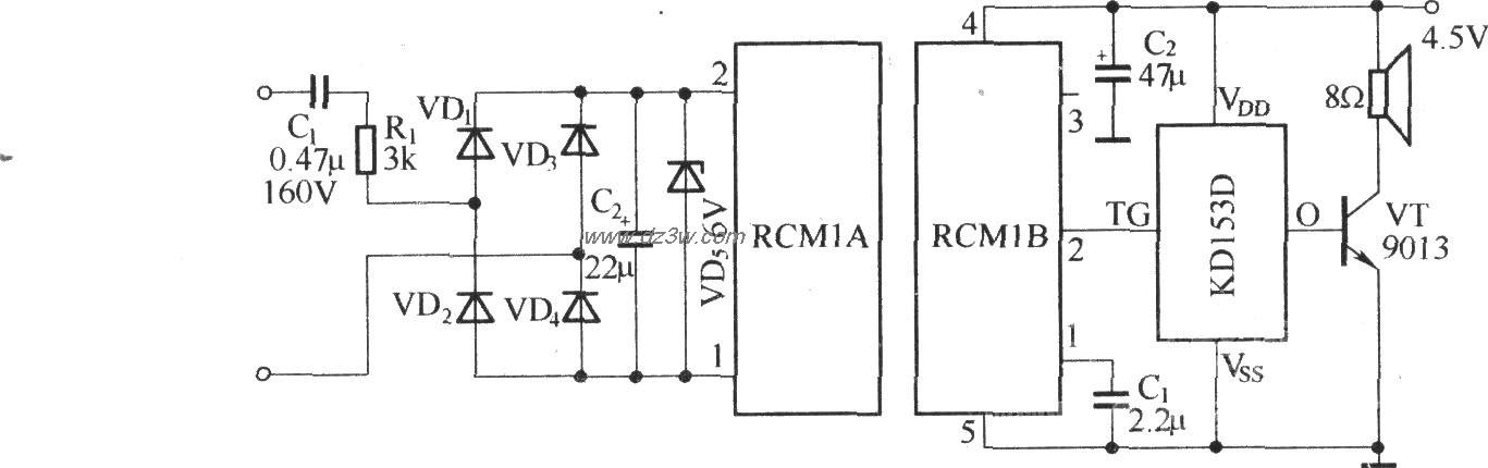 电话无线振铃电路(RCMlA电路图