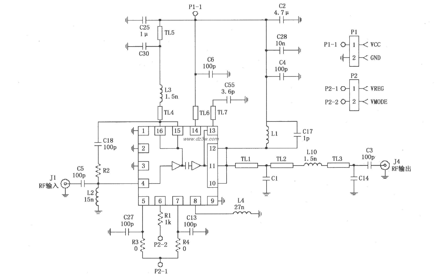 由RF2162构成的美国TDMA电路图