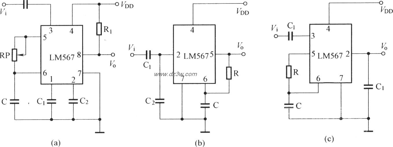 LM567作选频、调频和解调电路图