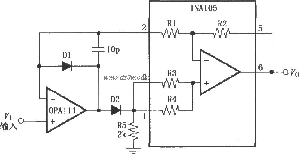 精密绝对值缓冲器(INA10电路图