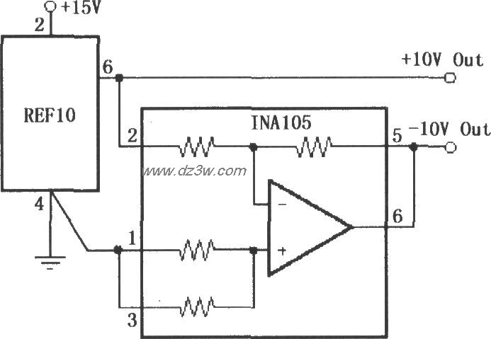 ±l0V精密电压基准源电路电路图
