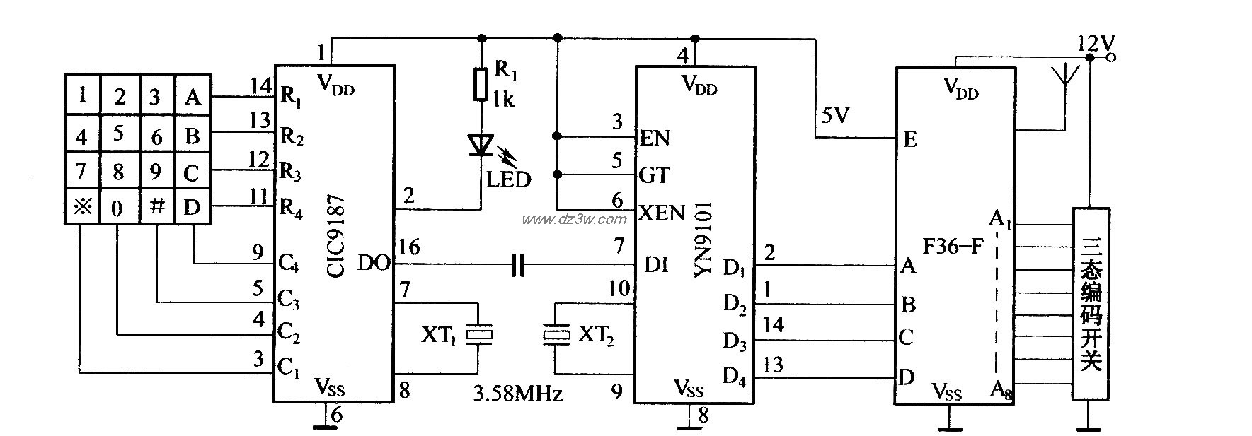 数字寻呼系统(F36-F/F36电路图