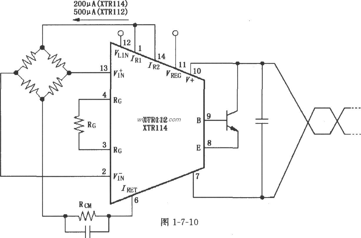 XTR112/114电桥输入、电电路图