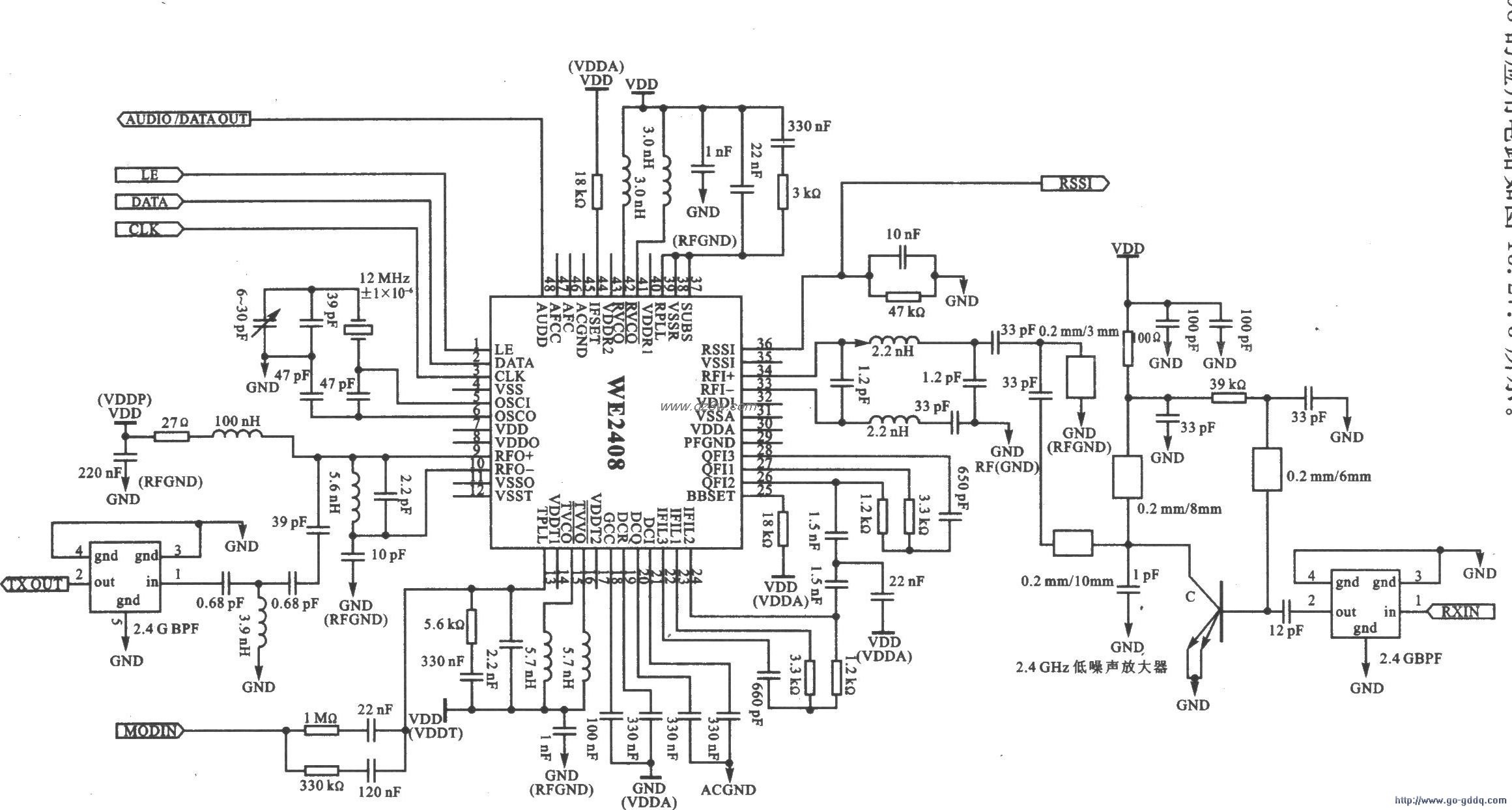 WE2408的应用电路电路图