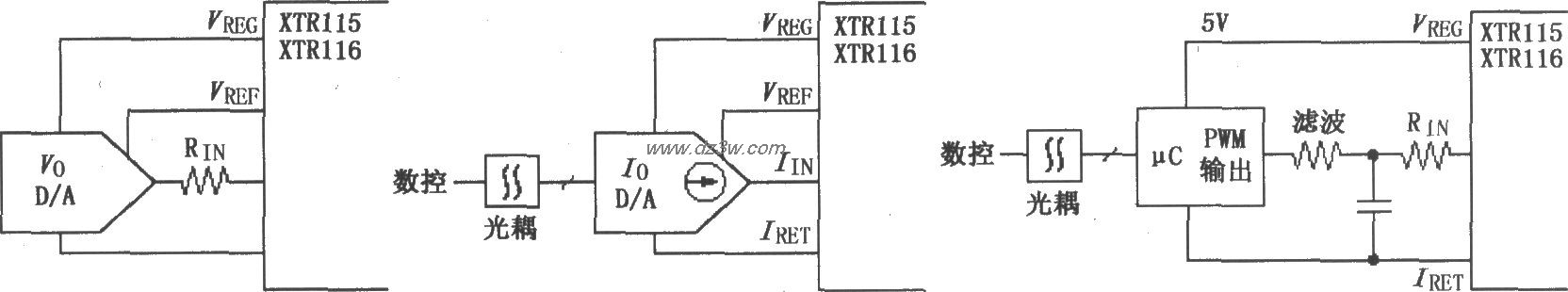 XTR115/116采用数控方法电路图