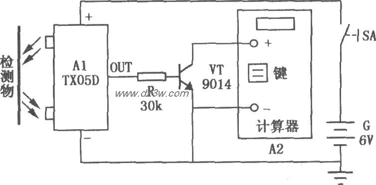 TX05D构成的自动计数器电路图