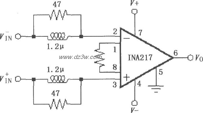 INA217的输入稳定网络电电路图
