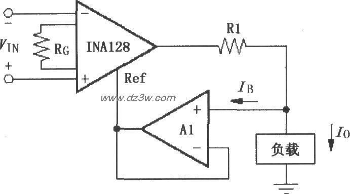 由INA128构成的差分电压电路图