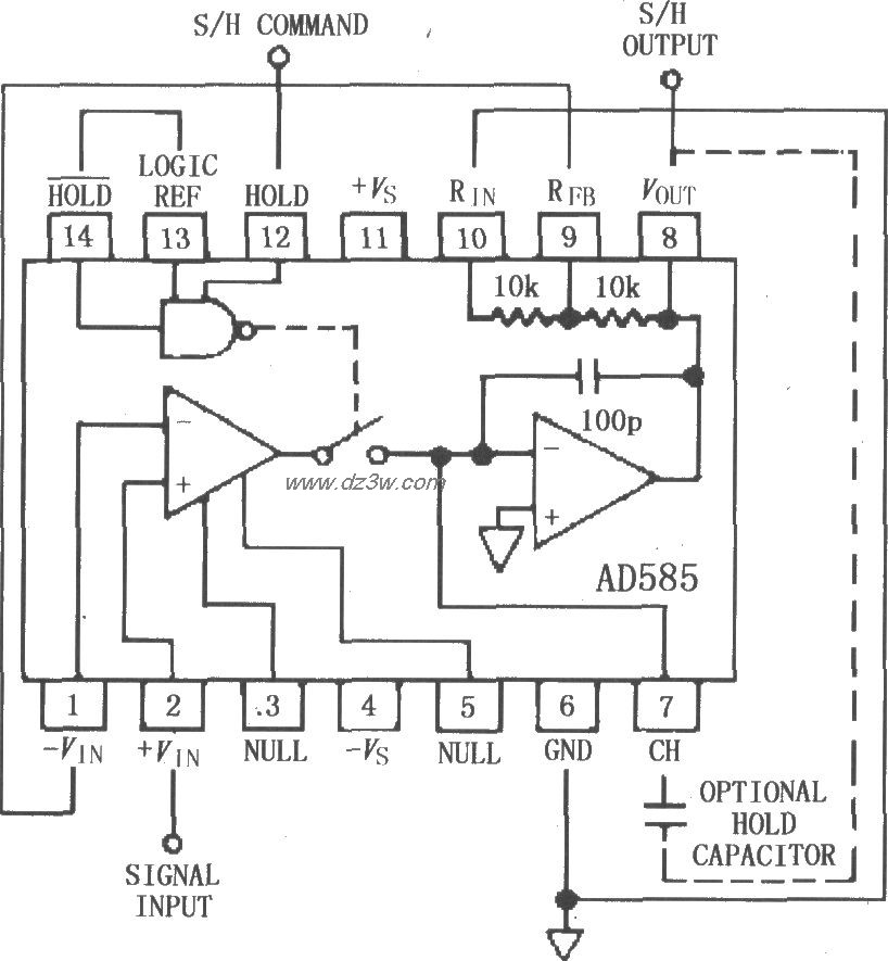AD585增益= 2时的HOLD有电路图