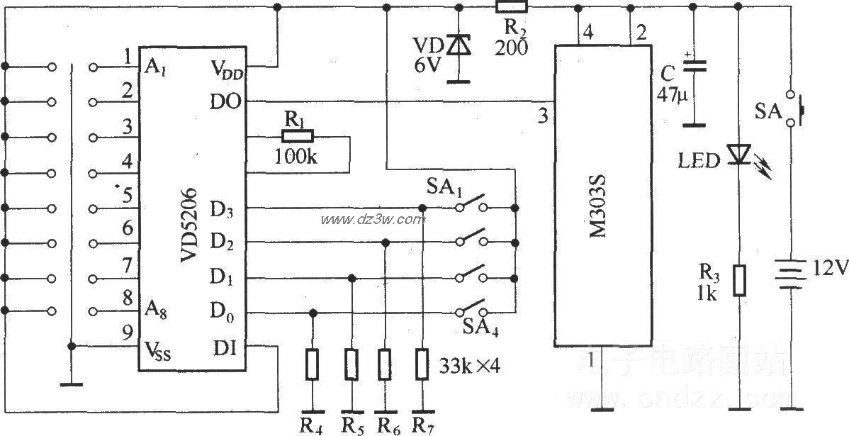病房无线电呼叫发射器电电路图