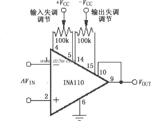 INA110失调电压调节电路电路图