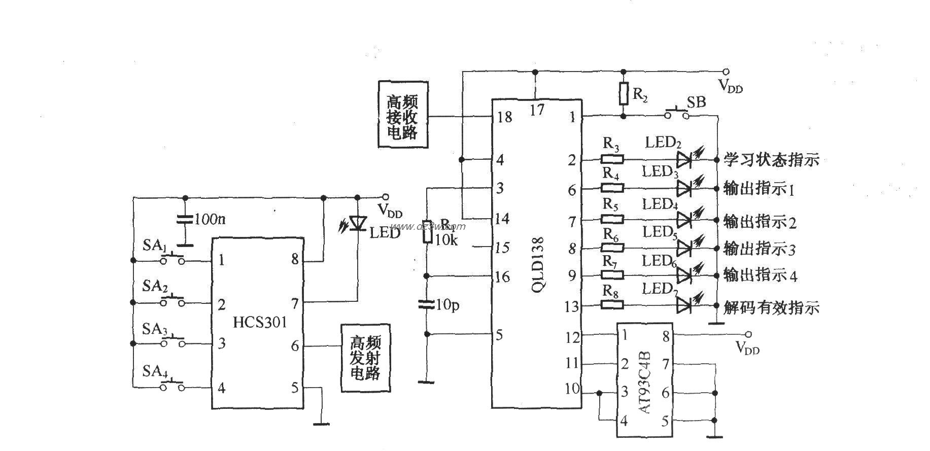 HCS301编码器在无线电发电路图