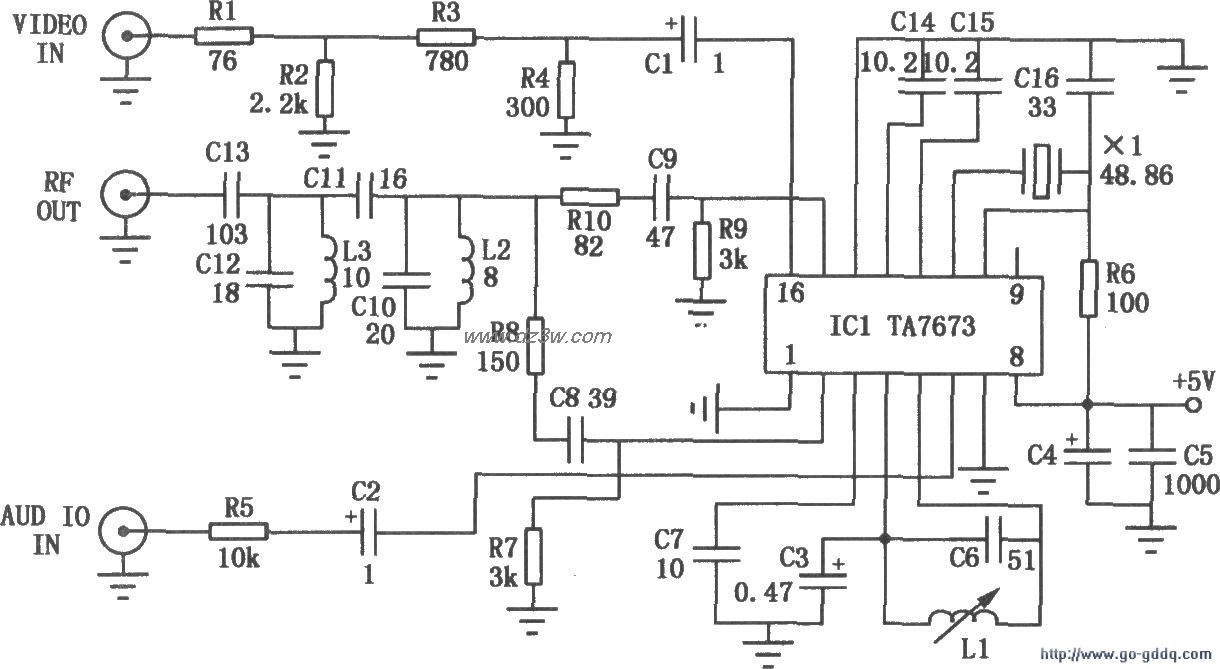TA7673组成的射频调制器电路图