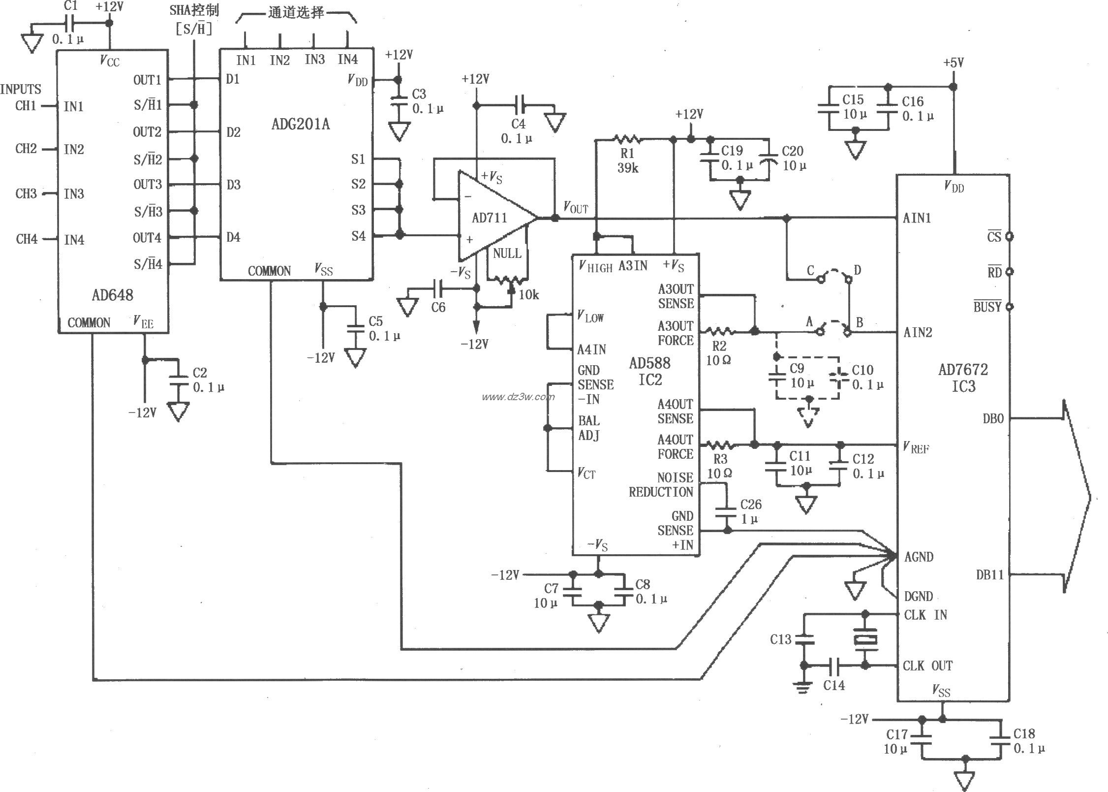 由AD684和AD7672构成数据电路图